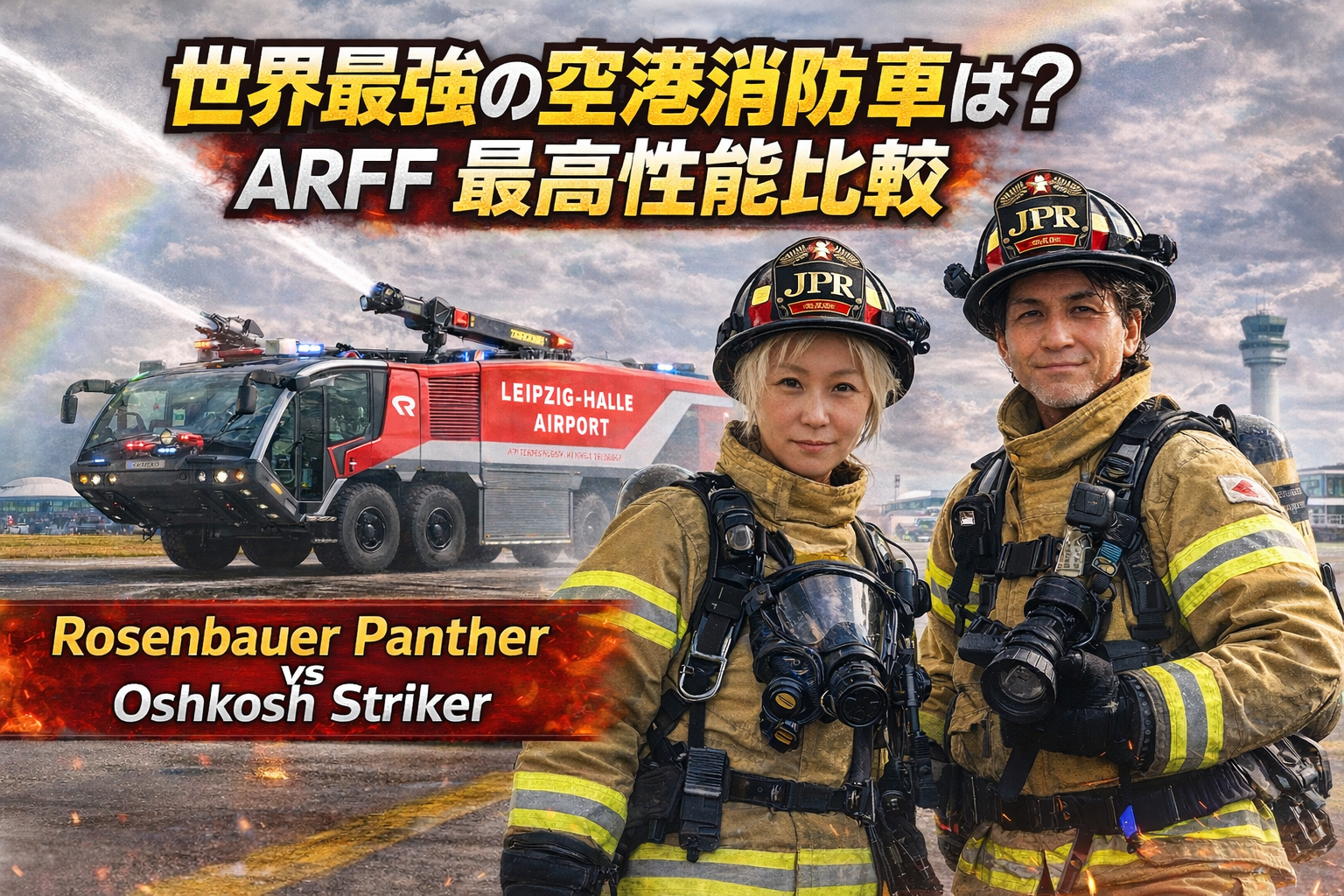 Rosenbauer PantherとOshkosh Strikerの比較イメージ。